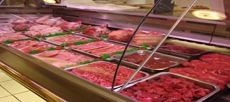 counter full of meat